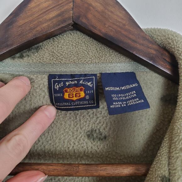 Vintage 90s Y2K Fern Leaf Fleece Cardigan Green Medium - Picture 8 of 9